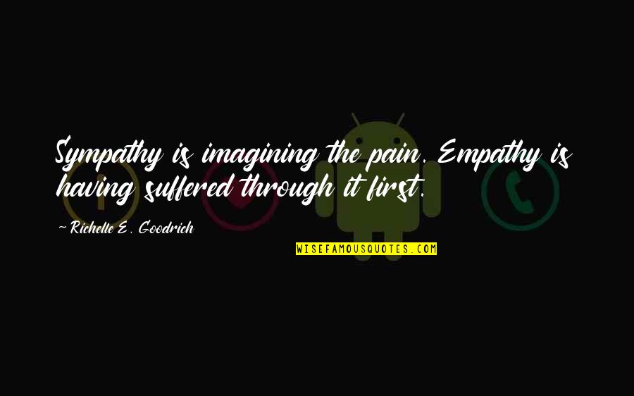 Feeling The Pain Quotes By Richelle E. Goodrich: Sympathy is imagining the pain. Empathy is having