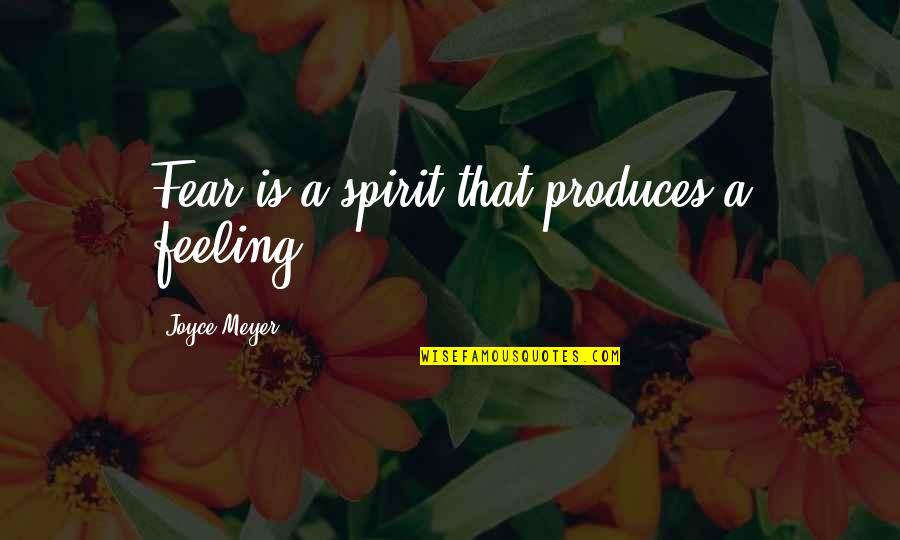 Feeling The Spirit Quotes By Joyce Meyer: Fear is a spirit that produces a feeling.