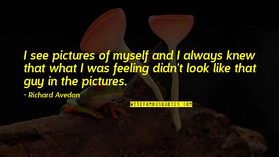 Feeling This Guy Quotes By Richard Avedon: I see pictures of myself and I always