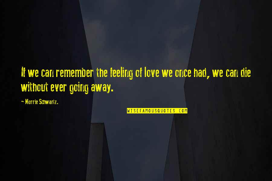 Feeling To Die Quotes By Morrie Schwartz.: If we can remember the feeling of love