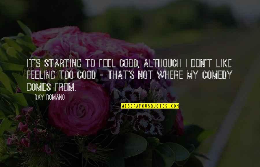 Feeling Too Good Quotes By Ray Romano: It's starting to feel good, although I don't