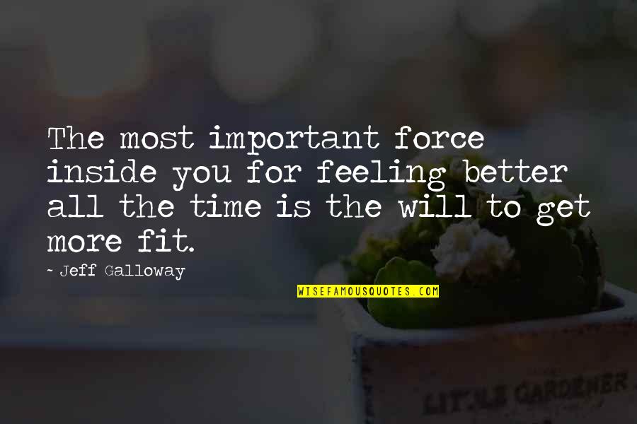 Feeling Too Important Quotes By Jeff Galloway: The most important force inside you for feeling