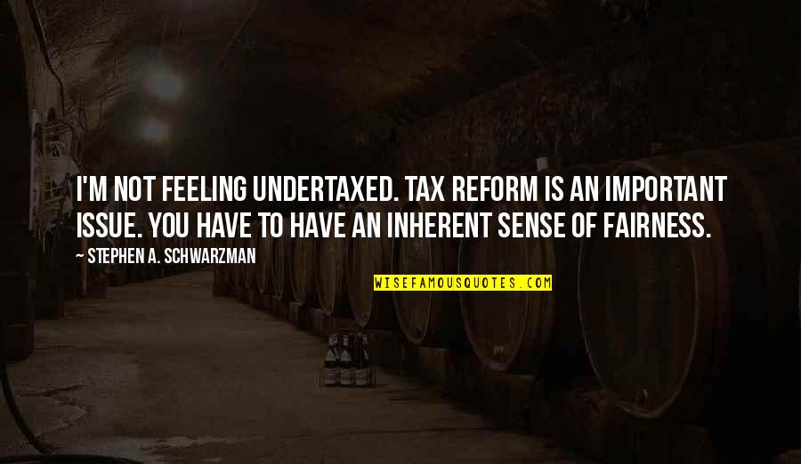 Feeling Too Important Quotes By Stephen A. Schwarzman: I'm not feeling undertaxed. Tax reform is an