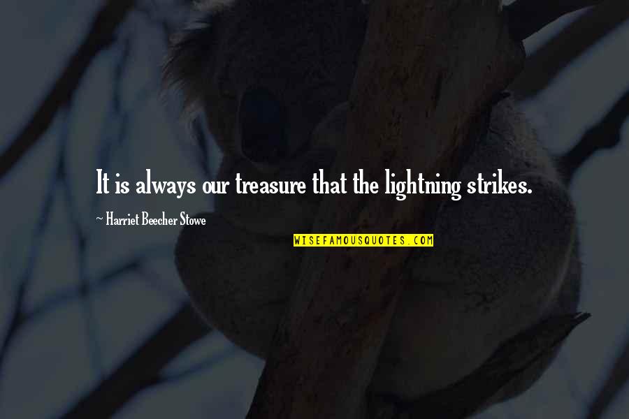 Feeling Unbothered Quotes By Harriet Beecher Stowe: It is always our treasure that the lightning