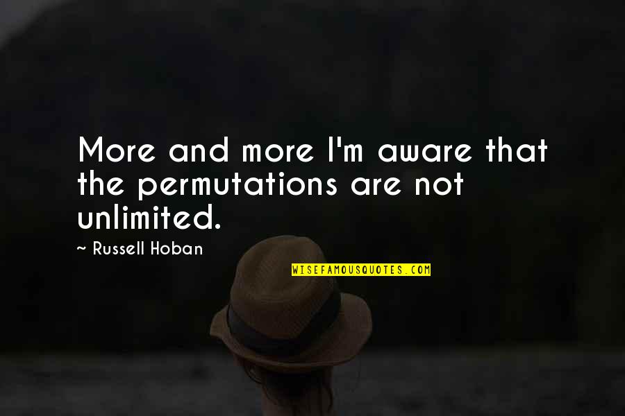 Feeling Unproductive Quotes By Russell Hoban: More and more I'm aware that the permutations