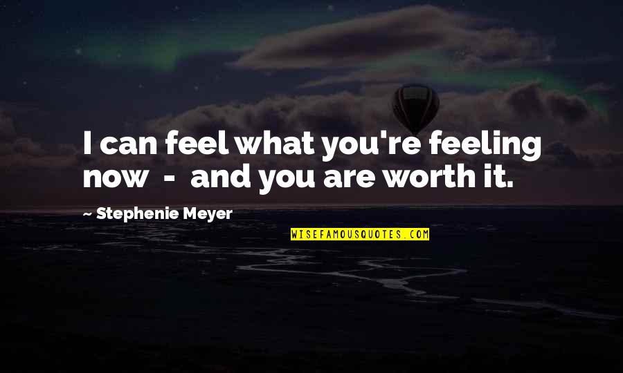 Feeling Worth It Quotes By Stephenie Meyer: I can feel what you're feeling now -