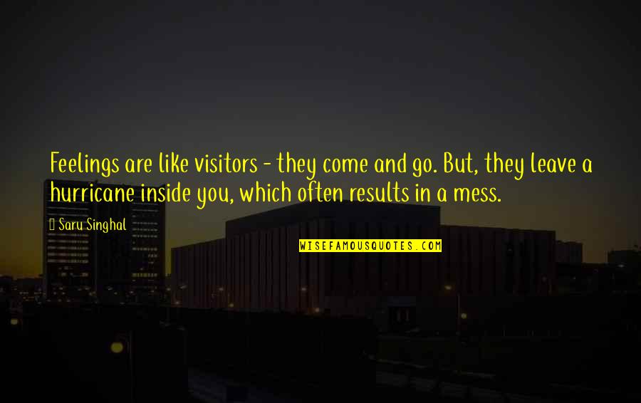 Feelings Inside Quotes By Saru Singhal: Feelings are like visitors - they come and