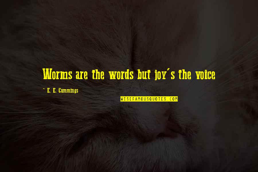 Feelings Of Joy Quotes By E. E. Cummings: Worms are the words but joy's the voice