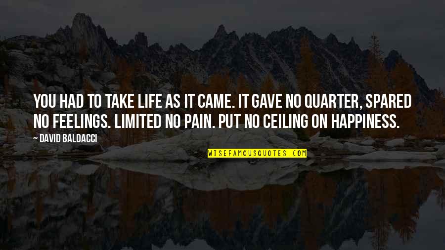 Feelings Pain Quotes By David Baldacci: You had to take life as it came.