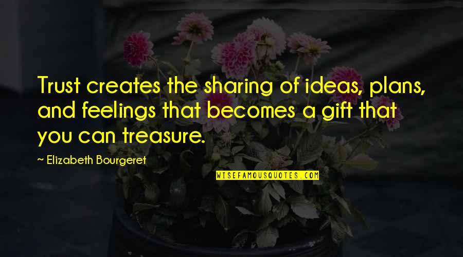 Feelings That Quotes By Elizabeth Bourgeret: Trust creates the sharing of ideas, plans, and