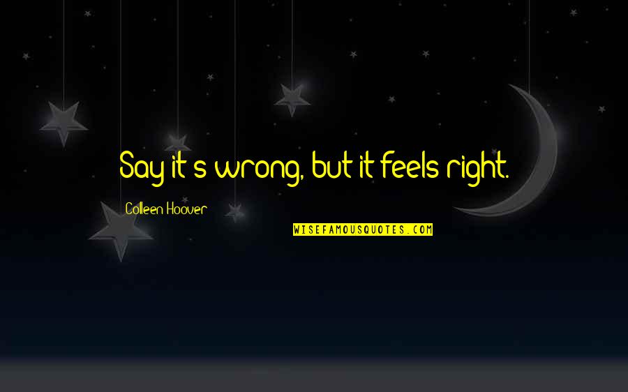 Feels So Right But So Wrong Quotes By Colleen Hoover: Say it's wrong, but it feels right.