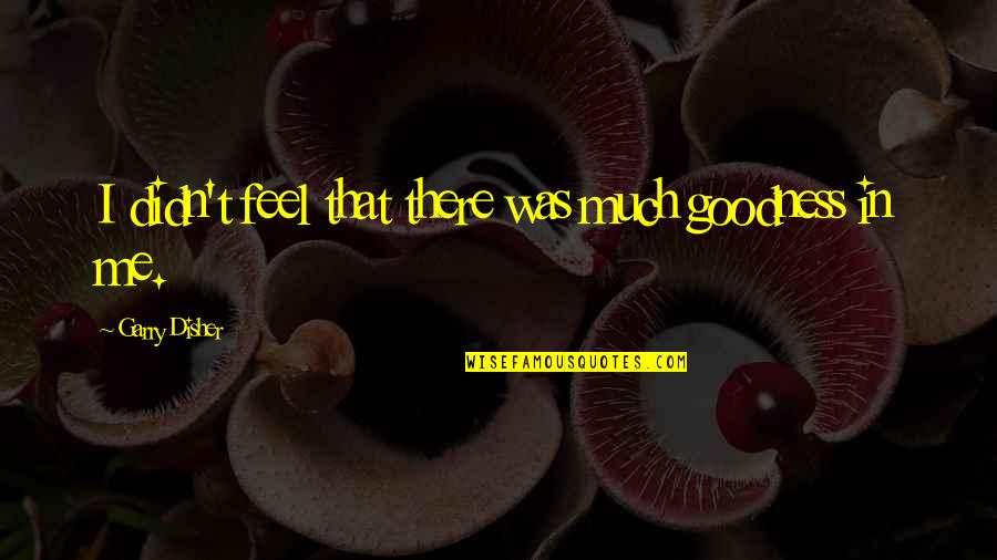 Feel'st Quotes By Garry Disher: I didn't feel that there was much goodness