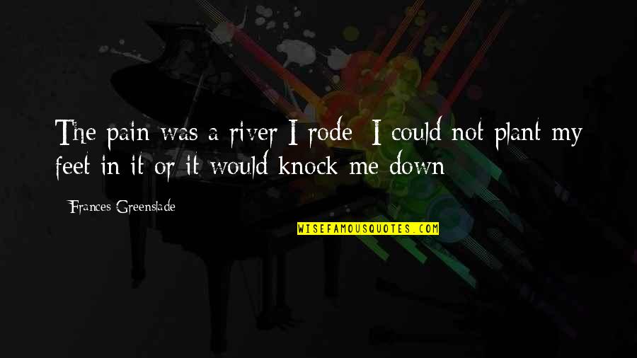 Feet In River Quotes By Frances Greenslade: The pain was a river I rode; I