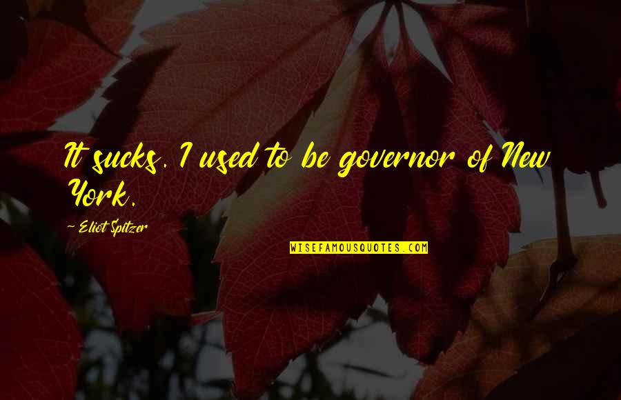 Feghali Carl Quotes By Eliot Spitzer: It sucks. I used to be governor of Feghali Carl Quotes By Eliot Spitzer: It sucks. I used to be governor of