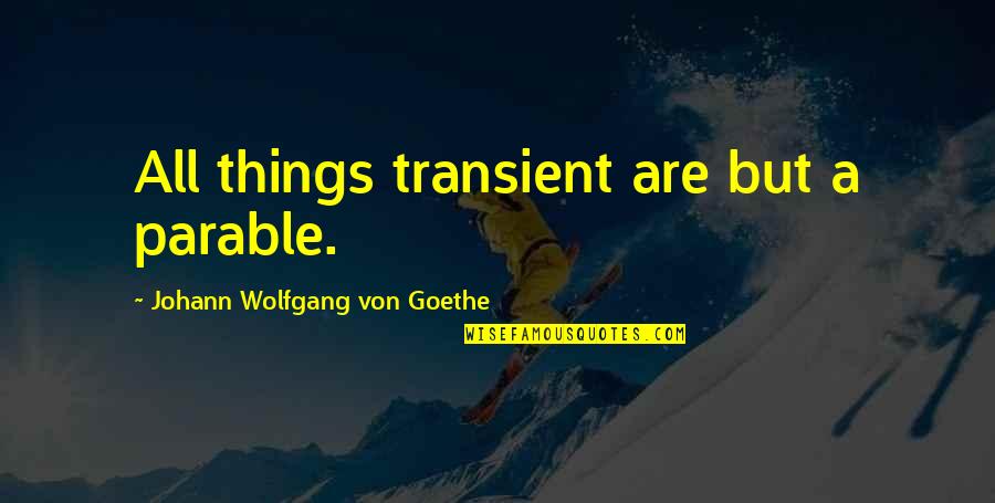 Feia Tracking Quotes By Johann Wolfgang Von Goethe: All things transient are but a parable.