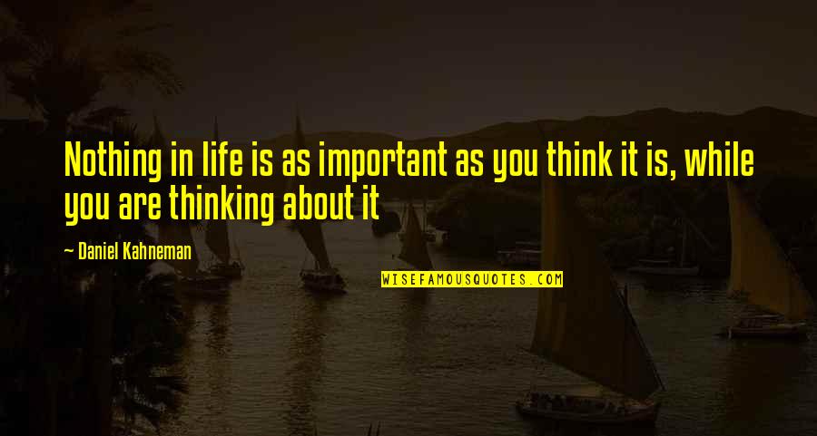 Feiern Quotes By Daniel Kahneman: Nothing in life is as important as you