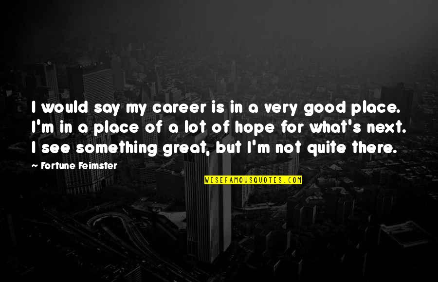 Feimster Fortune Quotes By Fortune Feimster: I would say my career is in a