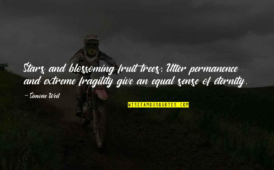 Feinstein Dogma Quote Quotes By Simone Weil: Stars and blossoming fruit trees: Utter permanence and