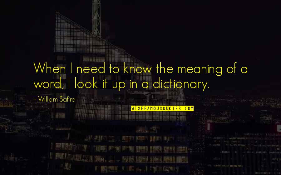 Feinsteins San Francisco Quotes By William Safire: When I need to know the meaning of