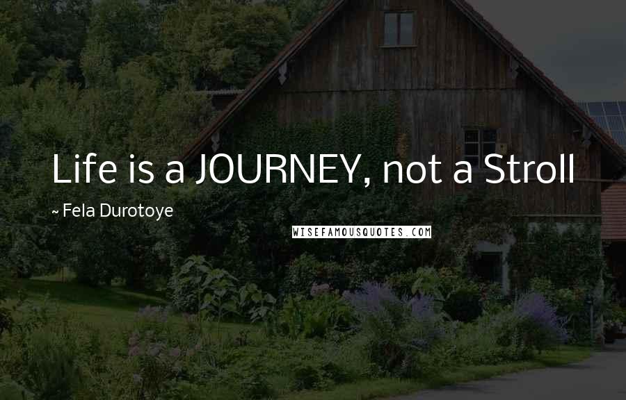 Fela Durotoye quotes: Life is a JOURNEY, not a Stroll
