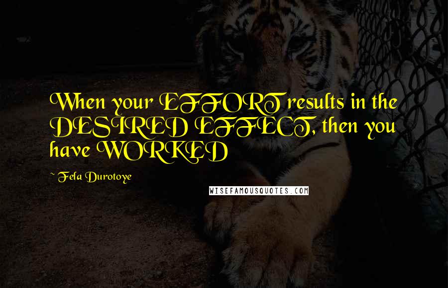 Fela Durotoye quotes: When your EFFORT results in the DESIRED EFFECT, then you have WORKED