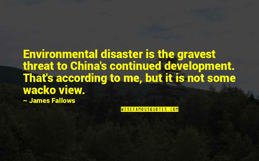 Feldwebel Fritz Quotes By James Fallows: Environmental disaster is the gravest threat to China's