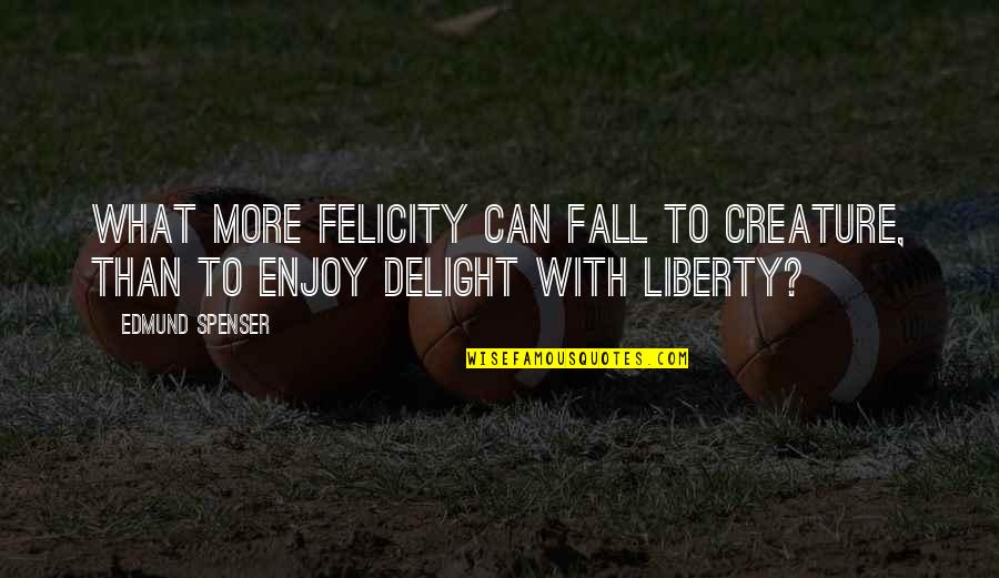 Felicity Quotes By Edmund Spenser: What more felicity can fall to creature, than