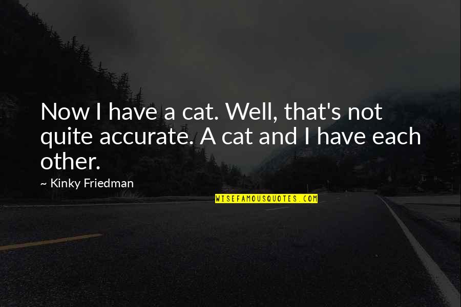 Feline Quotes By Kinky Friedman: Now I have a cat. Well, that's not