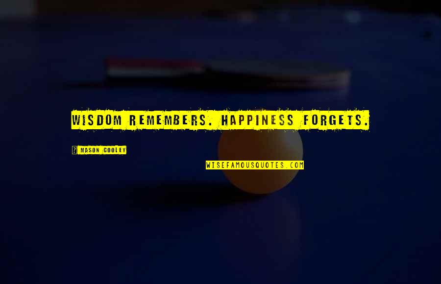 Feliu Maseras Quotes By Mason Cooley: Wisdom remembers. Happiness forgets. Feliu Maseras Quotes By Mason Cooley: Wisdom remembers. Happiness forgets.