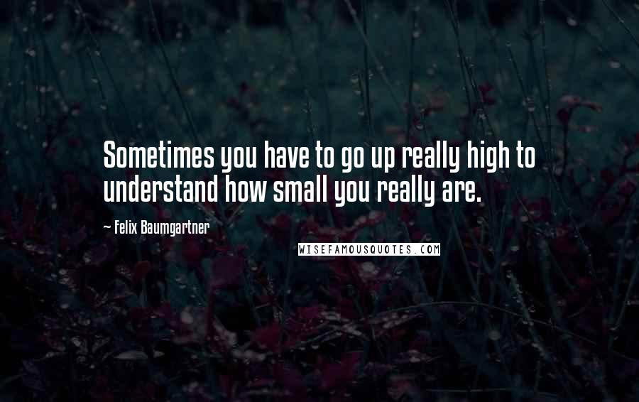 Felix Baumgartner quotes: Sometimes you have to go up really high to understand how small you really are.