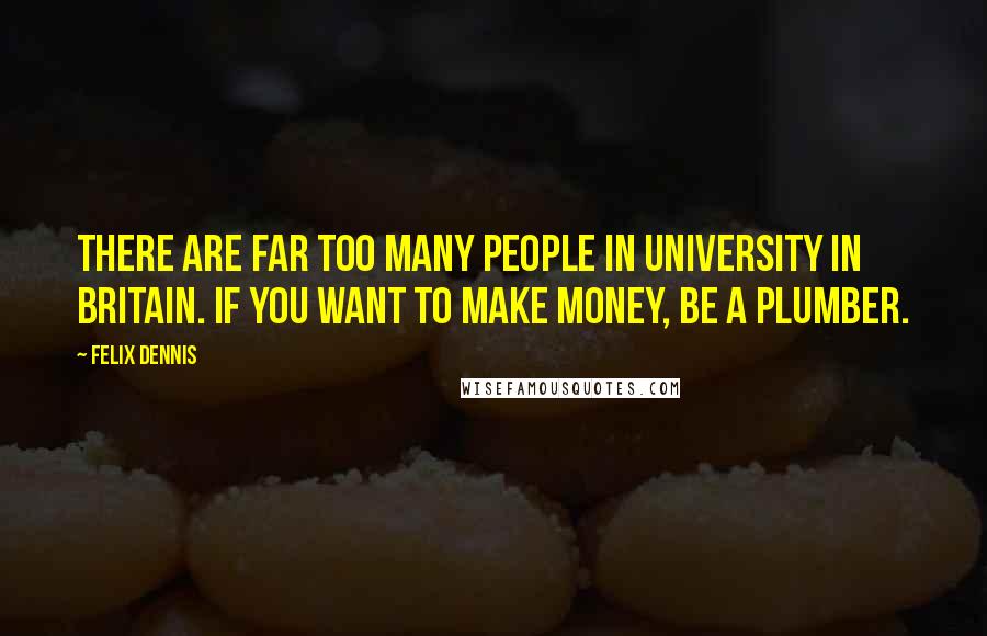 Felix Dennis quotes: There are far too many people in university in Britain. If you want to make money, be a plumber.