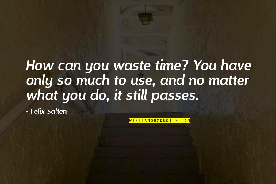 Felix Salten Quotes By Felix Salten: How can you waste time? You have only