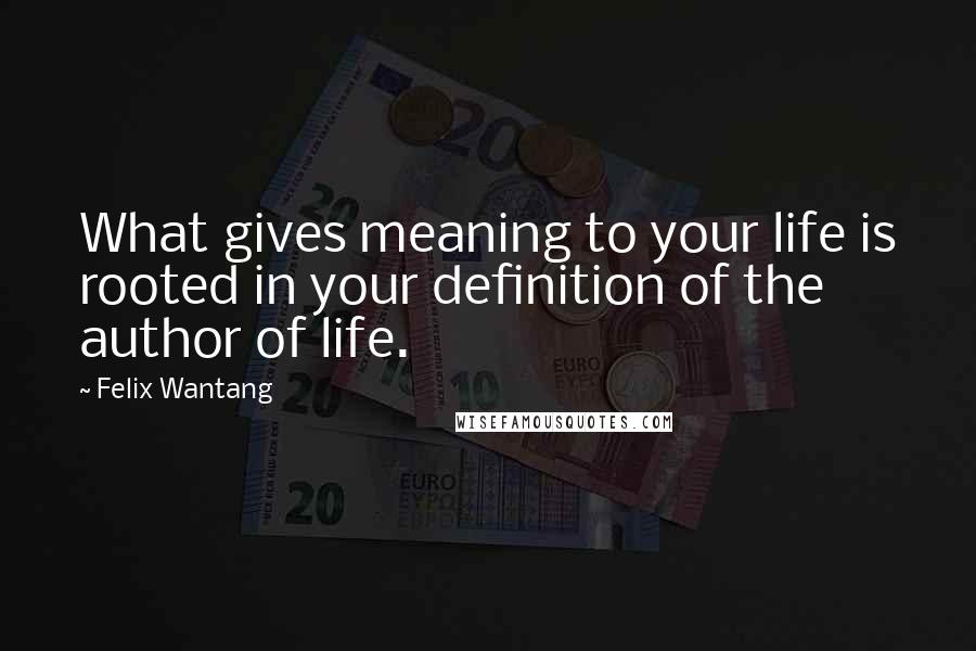Felix Wantang quotes: What gives meaning to your life is rooted in your definition of the author of life.