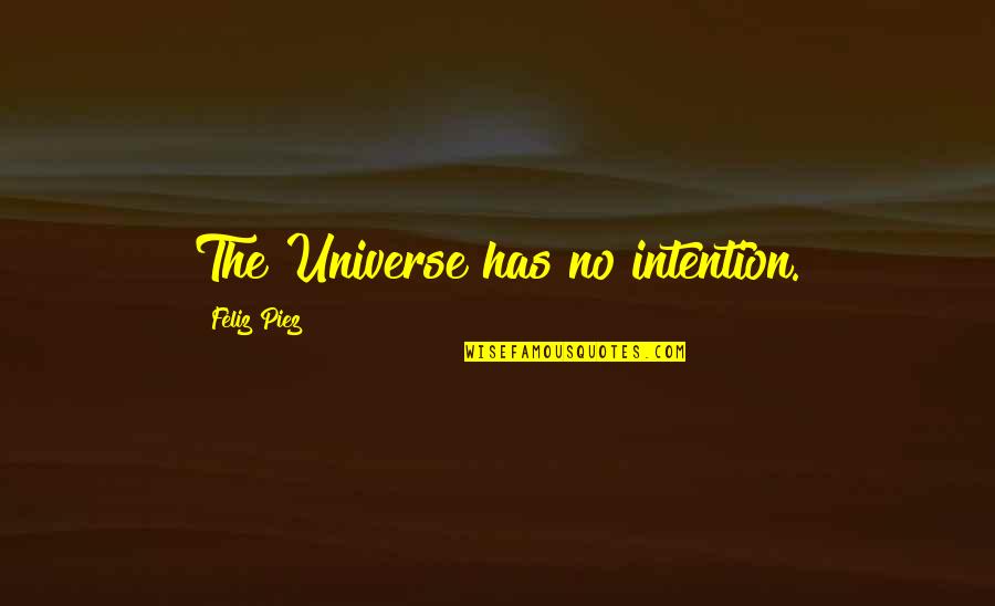 Feliz Quotes By Feliz Piez: The Universe has no intention.
