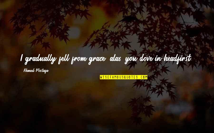 Fell Out Quotes By Ahmed Mostafa: I gradually fell from grace; alas, you dove