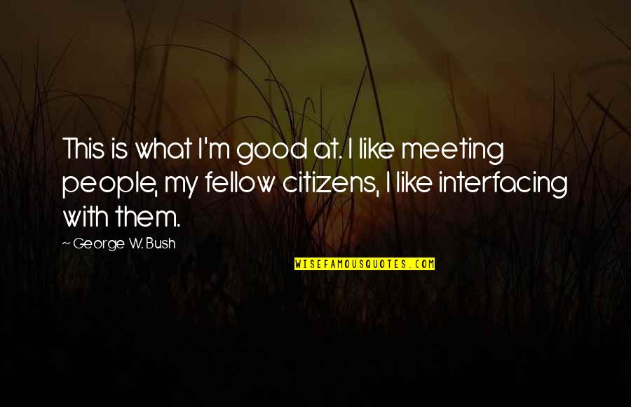 Fellow Quotes By George W. Bush: This is what I'm good at. I like