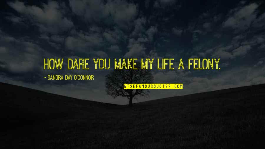 Felony Quotes By Sandra Day O'Connor: How dare you make my life a felony.
