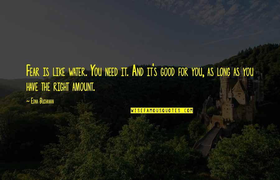 Felsomat Quotes By Edna Buchanan: Fear is like water. You need it. And