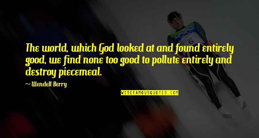 Felt Insulted Quotes By Wendell Berry: The world, which God looked at and found Felt Insulted Quotes By Wendell Berry: The world, which God looked at and found