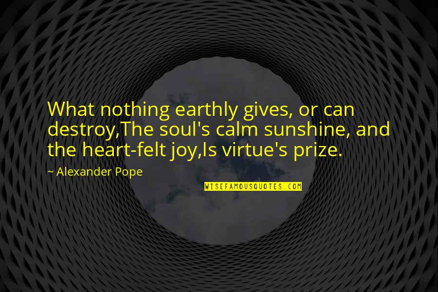 Felt Nothing Quotes By Alexander Pope: What nothing earthly gives, or can destroy,The soul's