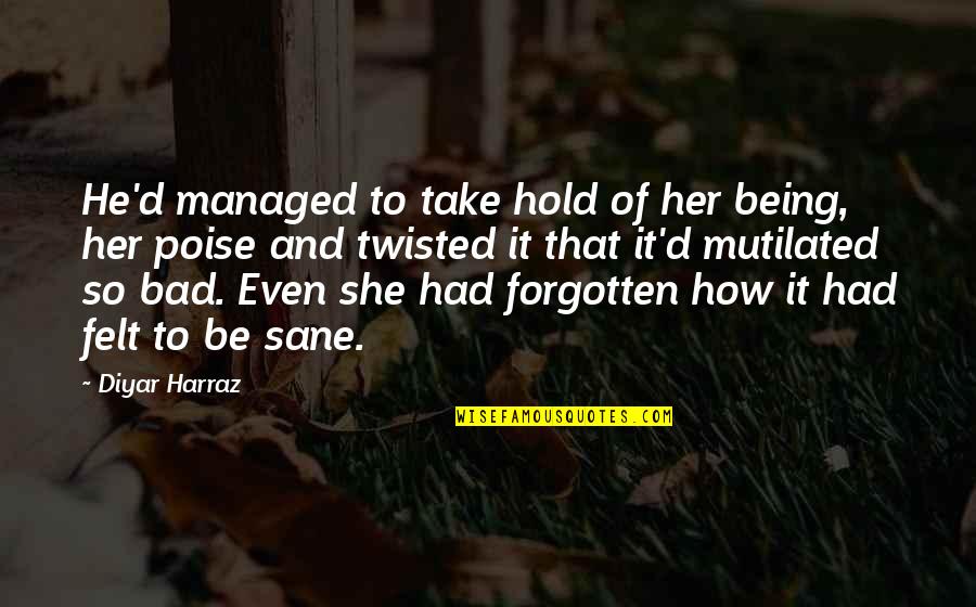 Felt So Bad Quotes By Diyar Harraz: He'd managed to take hold of her being,