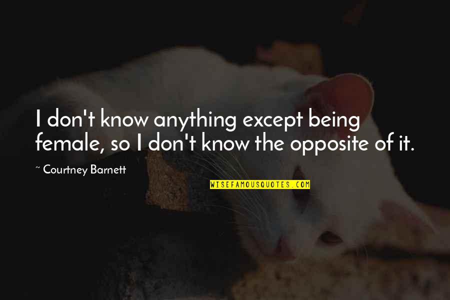 Female Quotes By Courtney Barnett: I don't know anything except being female, so