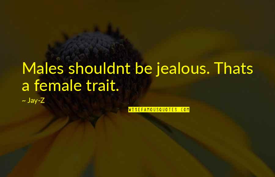 Female Quotes By Jay-Z: Males shouldnt be jealous. Thats a female trait.