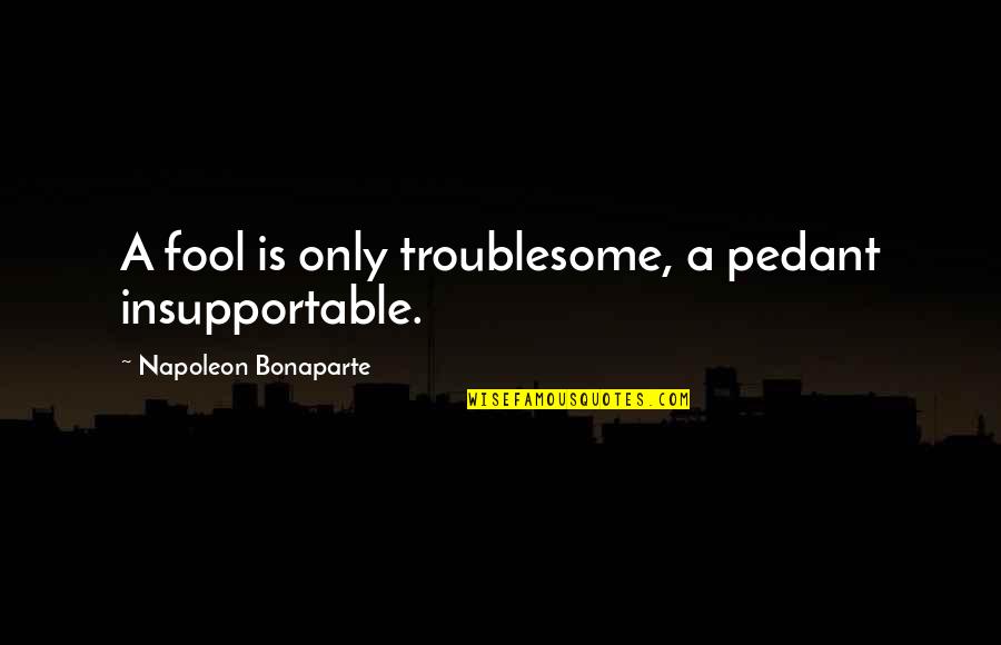 Female Solo Travel Quotes By Napoleon Bonaparte: A fool is only troublesome, a pedant insupportable.