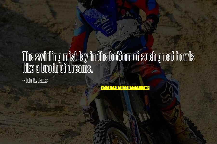 Femanine Quotes By Iain M. Banks: The swirling mist lay in the bottom of