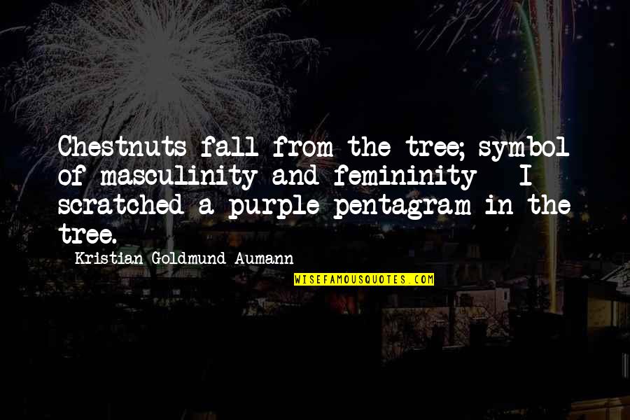Femininity's Quotes By Kristian Goldmund Aumann: Chestnuts fall from the tree; symbol of masculinity