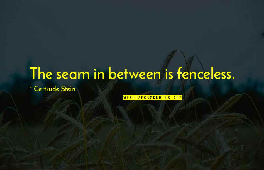 Fenceless Quotes By Gertrude Stein: The seam in between is fenceless. Fenceless Quotes By Gertrude Stein: The seam in between is fenceless.