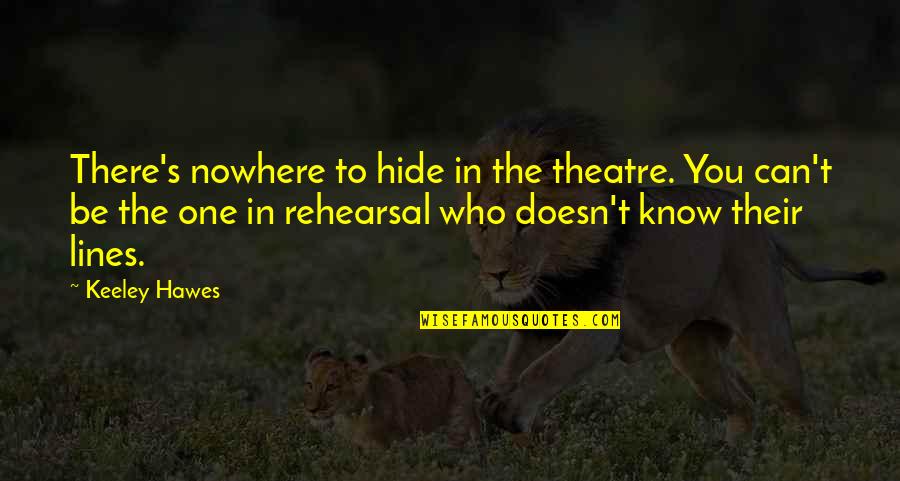 Fenchurch Quotes By Keeley Hawes: There's nowhere to hide in the theatre. You Fenchurch Quotes By Keeley Hawes: There's nowhere to hide in the theatre. You