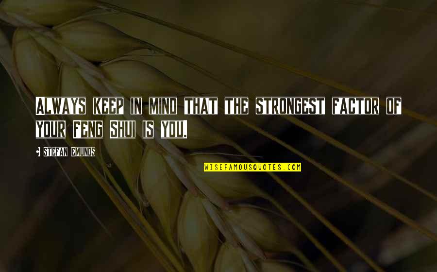 Feng Shui Quotes By Stefan Emunds: Always keep in mind that the strongest factor