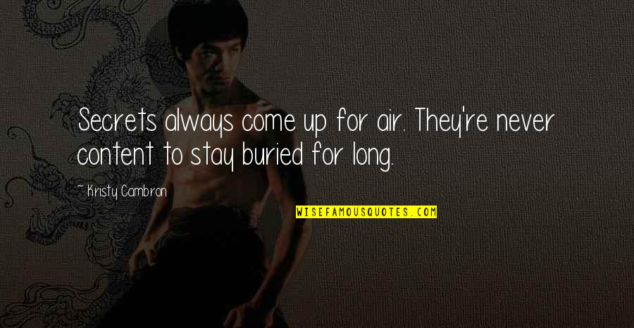 Ferdinandovy Quotes By Kristy Cambron: Secrets always come up for air. They're never